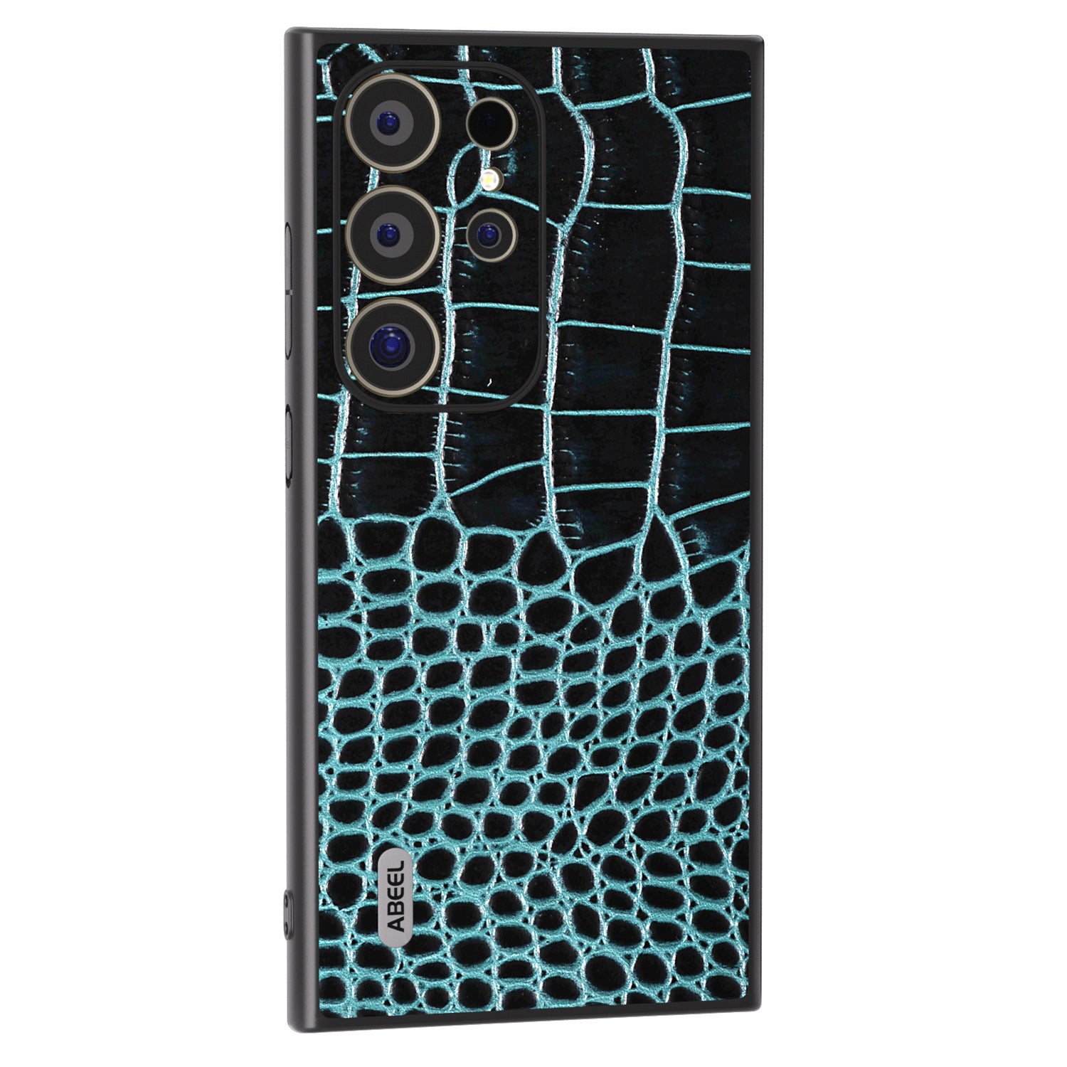 ABEEL For Samsung Galaxy S24 Ultra Case Crocodile Texture Genuine Cow Leather+PC+TPU Anti-Drop Phone Cover - Blue ABEEL For Samsung Galaxy S24 Ultra Case Crocodile Texture Genuine Cow Leather+PC+TPU Anti-Drop Phone Cover - Blue